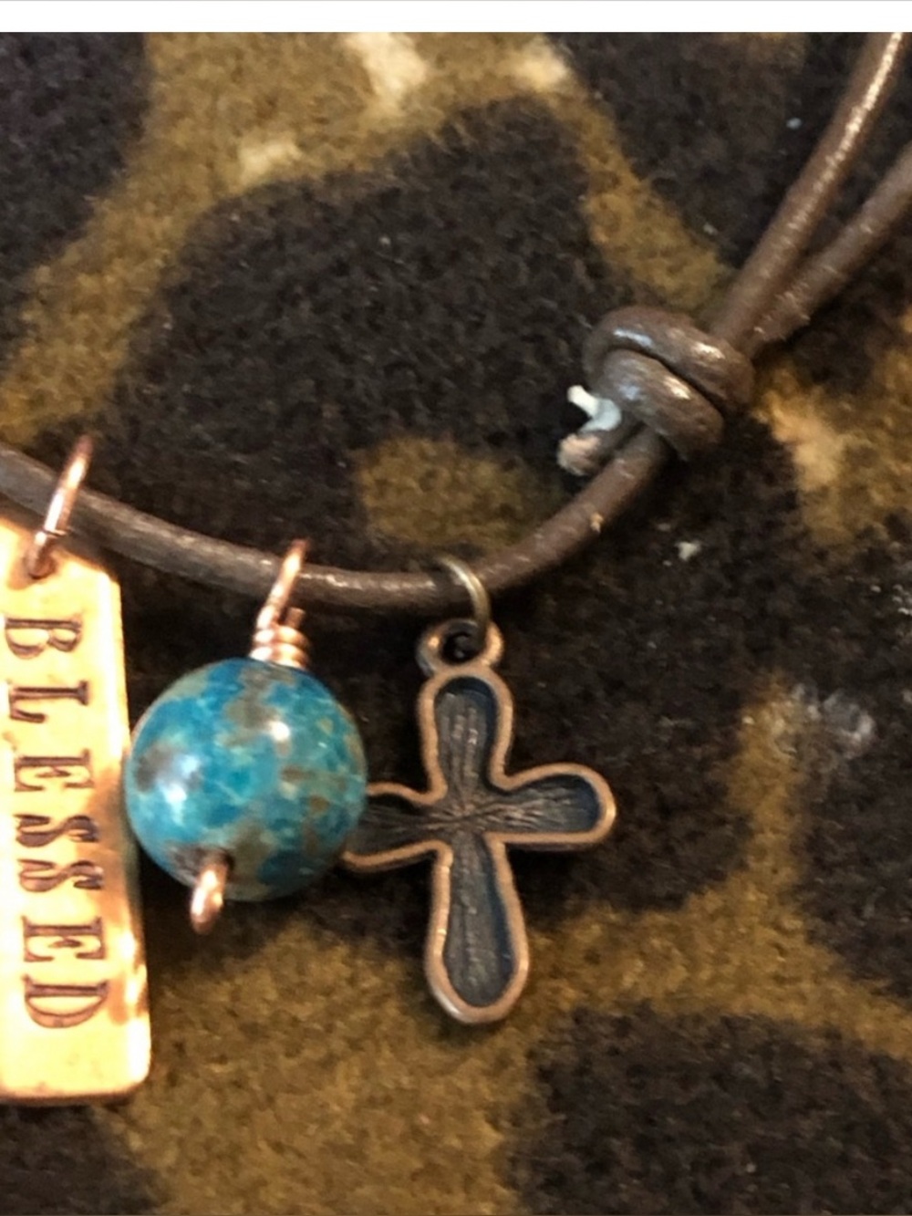 Blessed Turquoise Bead Cross bracelet Unbranded